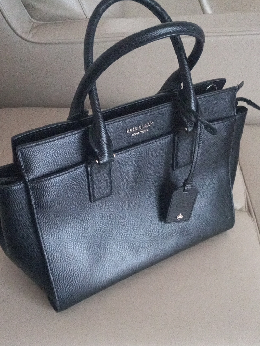 kate spade New York Cameron Black Leather Structured Satchel Bag/ Medium Size